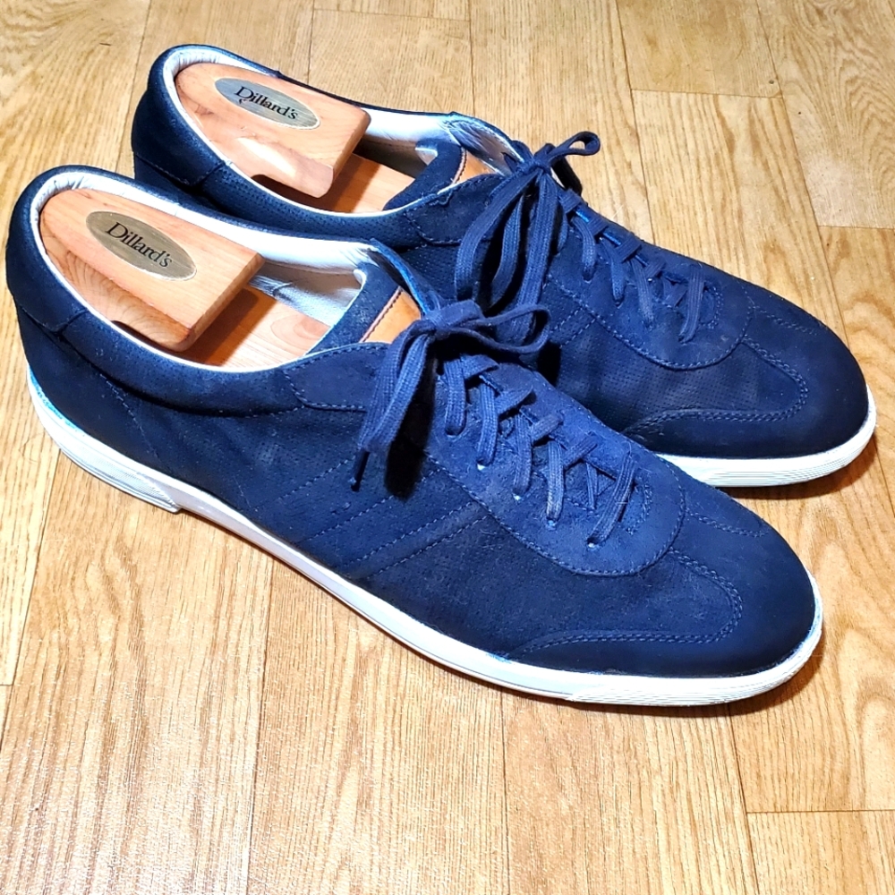SANTONI Navy Blue Suede Italy Sneakers Trainers Shoes USA Men's 11.5 D